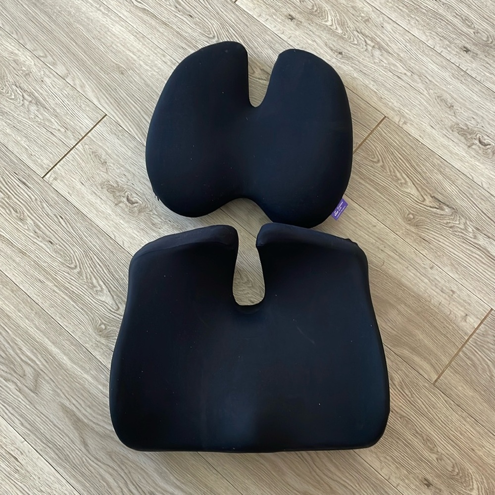 Ergonomic Black Memory Foam Seat and Back Support Cushion Set